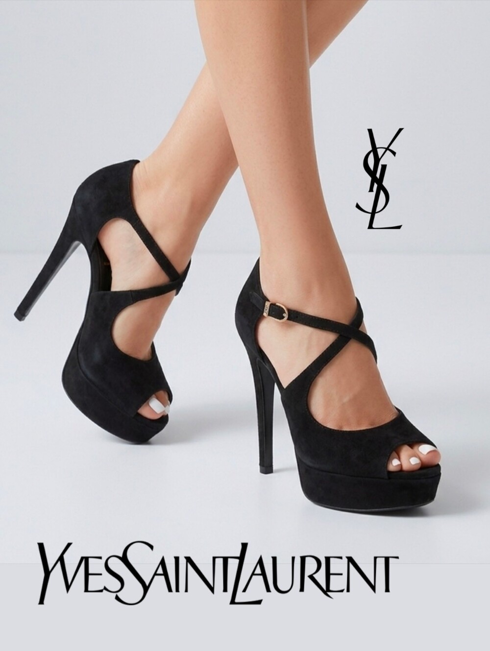 Yves Saint Laurent Italy Made Women Size 8 38 Tribute Platform Pumps Suede Shoes